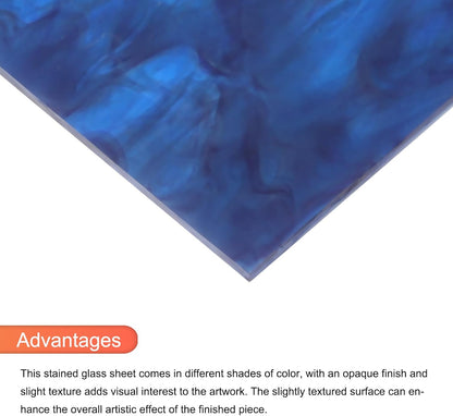 MECCANIXITY 2 Pcs Stained Glass Sheet Mosaic Tile 7.9 Inch x 5.9 Inch Dark Blue Stained Glass Sheets for Crafts DIY Art Project