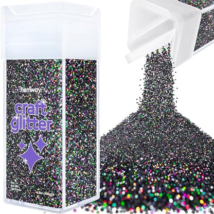 Craft Glitter Shaker Black Holographic 130g Fine (4.6 Ounce)