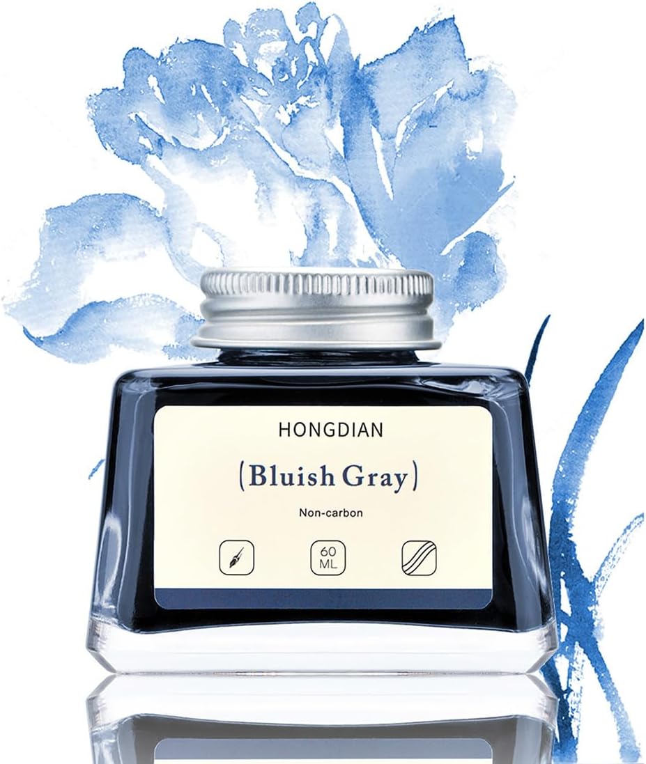 Hongdian Fountain Pen Bottled Ink Bluish Gray, 60ml Fountain Pen Bottled Ink, Non Carbon - Crafty Corner