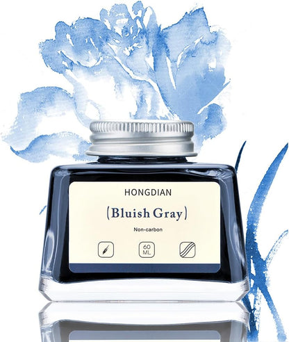 Hongdian Fountain Pen Bottled Ink Bluish Gray, 60ml Fountain Pen Bottled Ink, Non Carbon - Crafty Corner