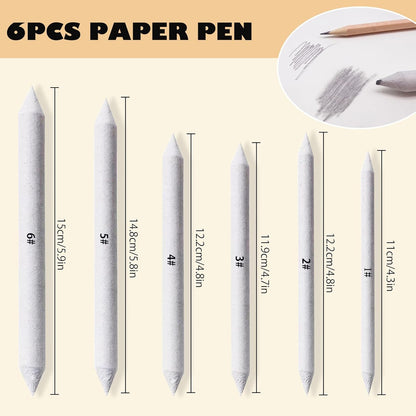 Haojiaho Blending Stump, 9pcs Blending Stumps, Blending Sponge Pens and Sandpaper Pencil Sharpener, Washable & Reusable, Tortillions Paper Art Blenders for Student Artist Charcoal Sketch Drawing