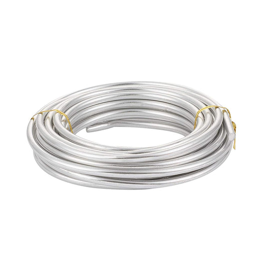 Fashewelry 22.96 Feet/Roll 6mm Thick Aluminum Wire Silver Bendable Metal Craft Wire for Beading Jewelry Craft Making