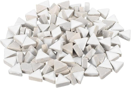 MECCANIXITY 200g Ceramic Mosaic Tiles for Crafts Bulk, Triangle White Ceramic Tiles for Mosaic Kits Garden Stepping Stone Cup Mat