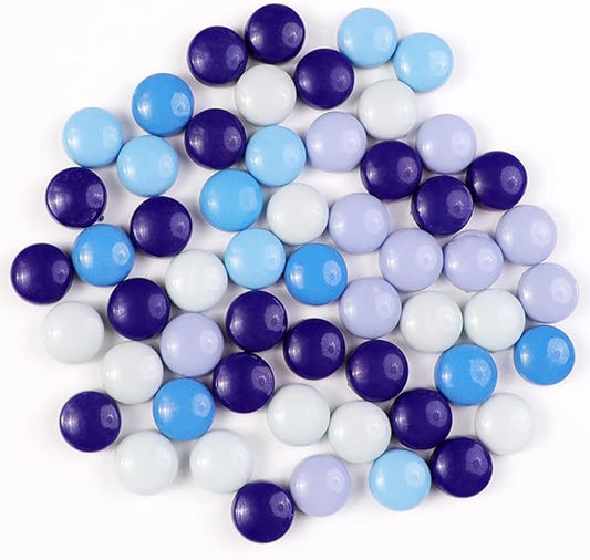 12mm Round Mosaic Tiles for Crafts, 200g Iridescent Recycled Glass Mosaic Pieces for Art Supplies, DIY Mosaic Making Kit for Hobbies & Art (Blue Mix 12mm)