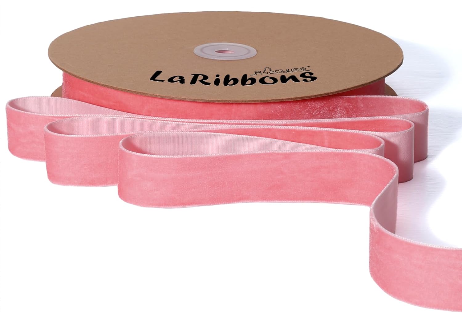 LaRibbons Thin Velvet Ribbon 1 Inch x 25 Yards, Pink Velvet Ribbon for Christmas Tree, Gift Wrapping, Wreath Bow, Outdoor Decoration - Crafty Corner