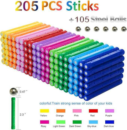 Beicarin 310 Pcs Magnetic Building Sticks Blocks Toys, Magnet Educational Toys Magnetic Blocks Sticks Stacking Toys Set for Kids and Adult, Non-Toxic Building Toy 3D Puzzle with Storage Bag