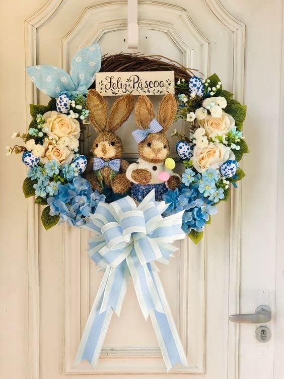 MEEDEE Blue and White Stripe Ribbon Wired Ribbon 2.5 Inch Light Blue Burlap Ribbon with Ivory Stripe Edge Wreath Supplies, Baby Shower Decorations, Crafts Bow Making (10 Yards) - Crafty Corner