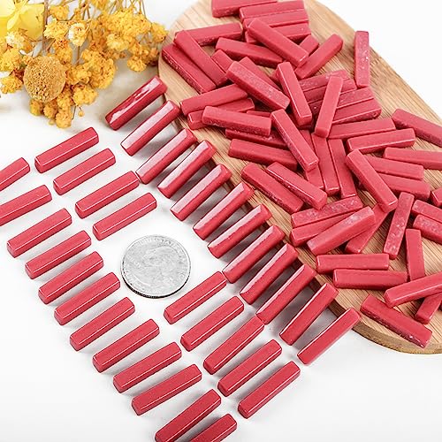 150g Red Strips Glass Mosaic Tiles for Crafts Bulk (5.29 Ounce)