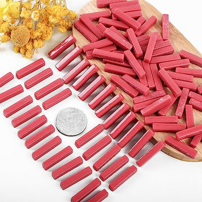 150g Red Strips Glass Mosaic Tiles for Crafts Bulk (5.29 Ounce)