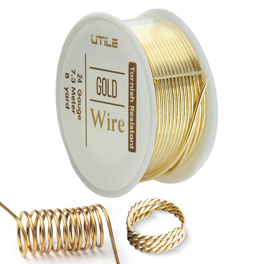 UTILE 18 20 22 24 Gauge 90 ft 99.9% Pure Soft Copper Wire for Electroculture Gardening, Jewelry Making, Crafting Wire Bendable, Plant Wire (Gold 24) - Crafty Corner