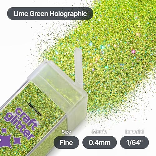 Craft Glitter Shaker Lime Green Holographic 130g Fine (3.8 Ounce)