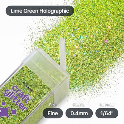 Craft Glitter Shaker Lime Green Holographic 130g Fine (3.8 Ounce)