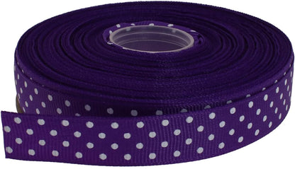Polka Dot Grosgrain Ribbon 25 Yard Each Roll 100% Polyester (5/8", Purple) - Crafty Corner