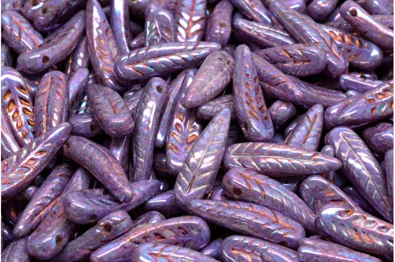 2.1oz (60 g) Mix of Unique Czech Bohemia Glass Pressed Beads, Violet Purple Pink Crystal AB, Table Cut, Matte and Glossy, Hand Made BCV (2.1164 Ounce)