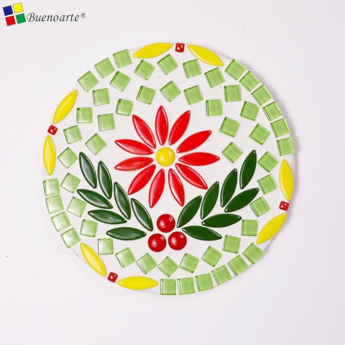 12mm Round Mosaic Tiles for Crafts, 200g Iridescent Recycled Glass Mosaic Pieces for Art Supplies, DIY Mosaic Making Kit for Hobbies & Art (Red Orange & Yellow 12mm)