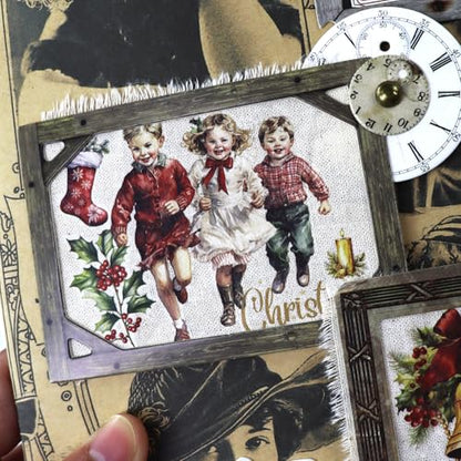 Vintage Junk Journal Items Kit Pre Cut Paper Cards Cutout Cardstock Art Aesthetic Decor Hollow Out Craft Elements Small Embellishments Supplies for Adults Scrapbook Pack