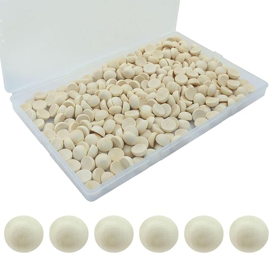 300 PCS Half Wooden Beads, 12 * 6mm Unfinished Smooth Hemisphere Beads for DIY Craft Painting, Art Projects, Home & Party Supplies