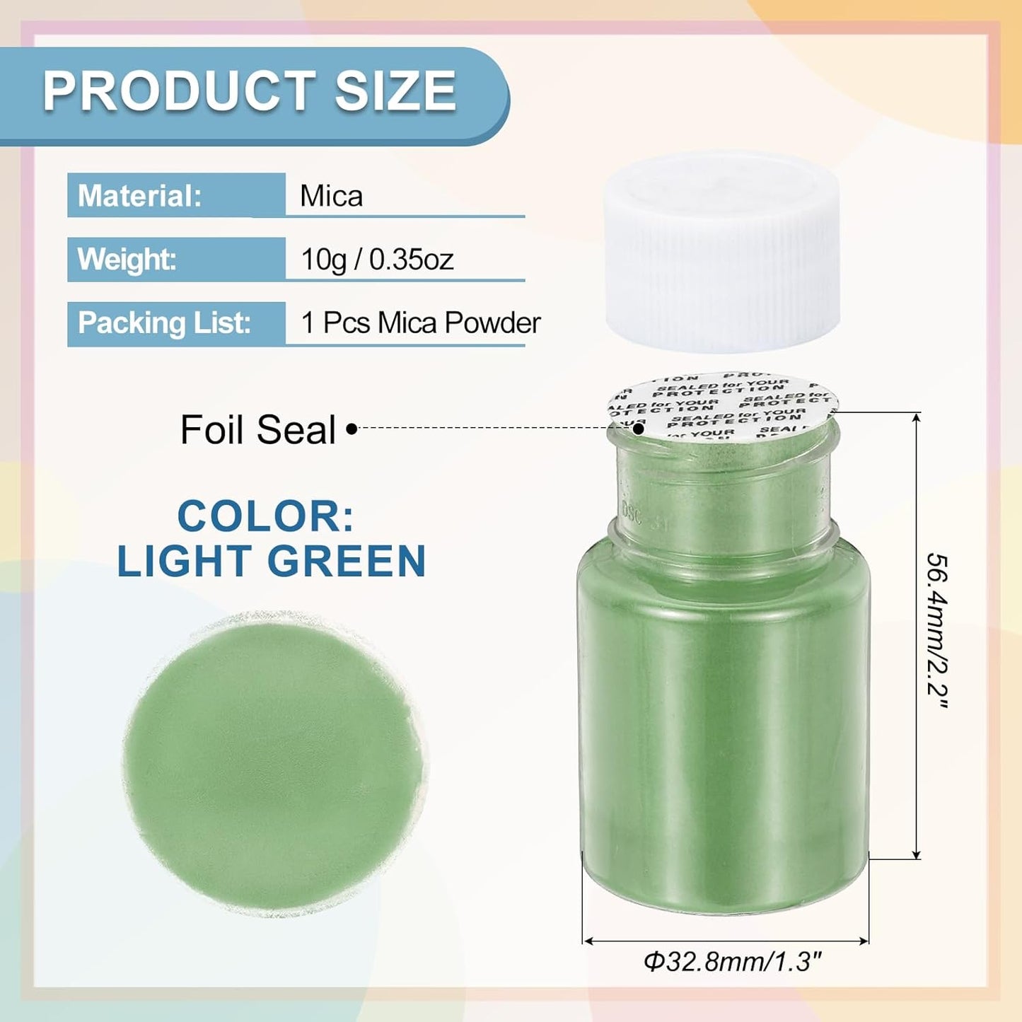 uxcell 10g/0.35oz Cosmetic Grade Mica Powder, 600 Mesh Mica Powder Natural Resin Epoxy Pigment Powders for Casting Resin, Candle Dye, DIY Nail Polish and Lip Gloss, Light Green