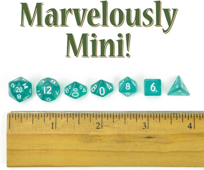 Wiz Dice Mini DND Dice Set - 140 Pieces Total (20 Sets of 7 Dice in Unique Colors) & Storage D&D Bag-Polyhedral Role Playing Dice - Perfect DND Accessories for TTRPG Dice - Hafling's Haversack