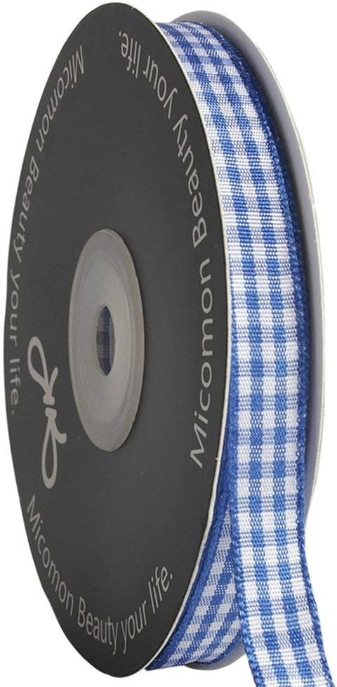 Ink Blue Gingham Plaid Checked Ribbon 25 Yard Each Roll 100% Polyester (3/8", Ink Blue) - Crafty Corner