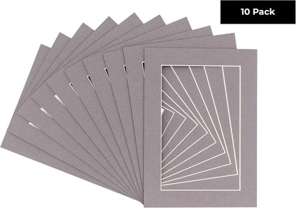 5x7 Mat for 8.5x11 Frame - Precut Mat Board Acid-Free Charcoal 5x7 Photo Matte Made to Fit a 8.5x11 Picture Frame, Premium Matboard for Family Photos, Show Kits, Art, Picture Framing, Pack of 10 Mats