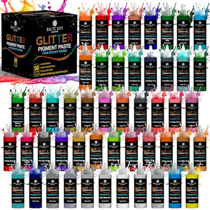 50 Color Pigment Paste for Epoxy Resin Set [ Glitter Series ] (26.5 Ounce)
