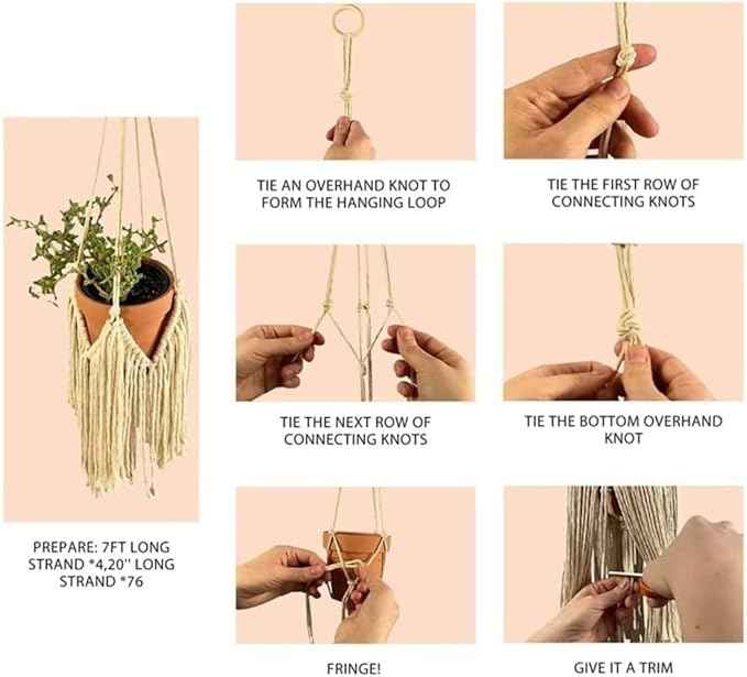 Macrame Kit -Macrame Wall Hanging Kit for Beginners, Macrame Cord 3mm Beads Wood Dowels Rings, Macrame Starter Set Hanging Plant DIY Craft Kits