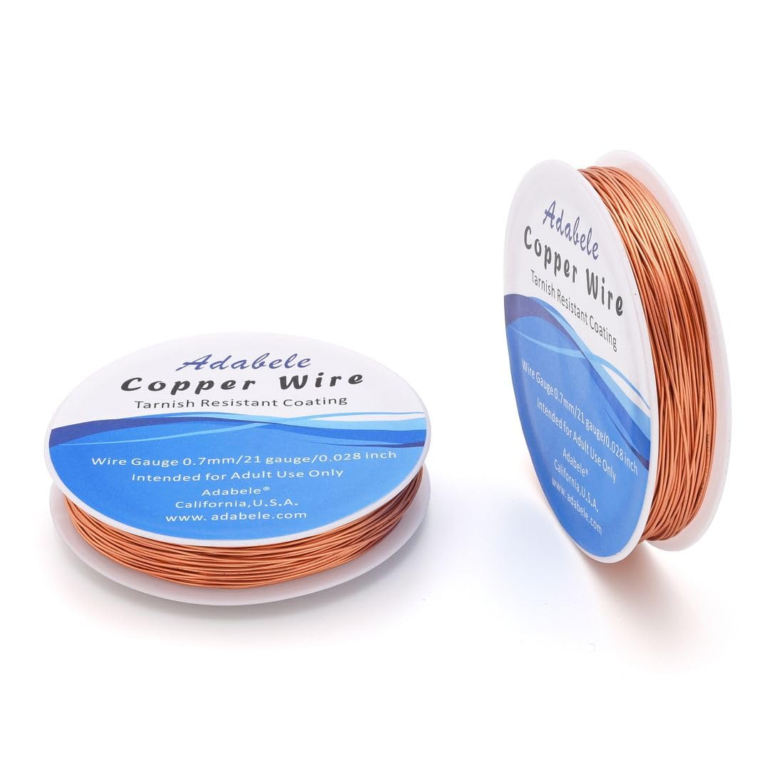 Adabele 164 Feet Premium Tarnish Resistant Round Bare Raw Jewelry Copper Wire Beading Wire Spool Bulk (0.7mm/21 Gauge) for DIY Craft Jewelry Making BF287-7 - Crafty Corner