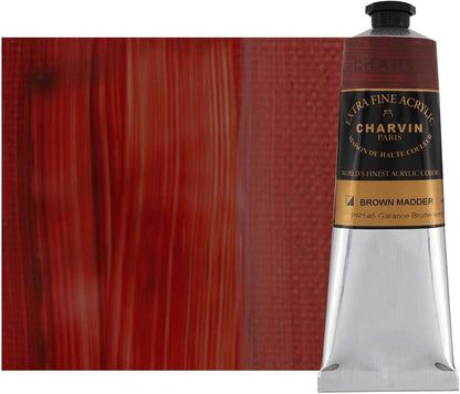 Charvin Extra Fine Professional Acrylic Paint - Brown Madder, 60ml Tube, Triple-Milled, Lightfast Pigments, Open Stock Artist Acrylic Paints in Nature-Inspired Hues