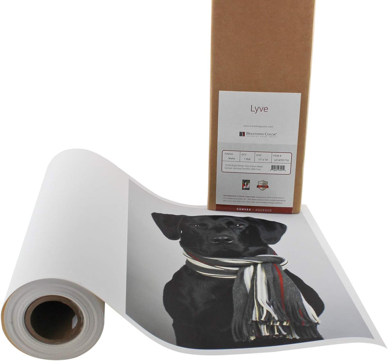 Premium Lyve Matte Canvas Paper Perfect For Use on Professional Makes and Models of Epson, Canon and HP printers preferred by Professionals. 19 mil textured Canvas offered in a 50 inch by 40 ft roll