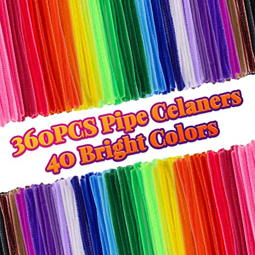 360 Pieces Pipe Cleaners 40 Assorted Colored Chenille Stems