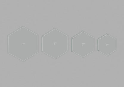 Hexagon Quilting Template Set - 5", 6", 7", 8" Sizes with 1/4" Seam Allowance - Durable Acrylic Templates for Quilting, Patchwork, Crafting, & Sewing Projects - Clear Templates for Accuracy