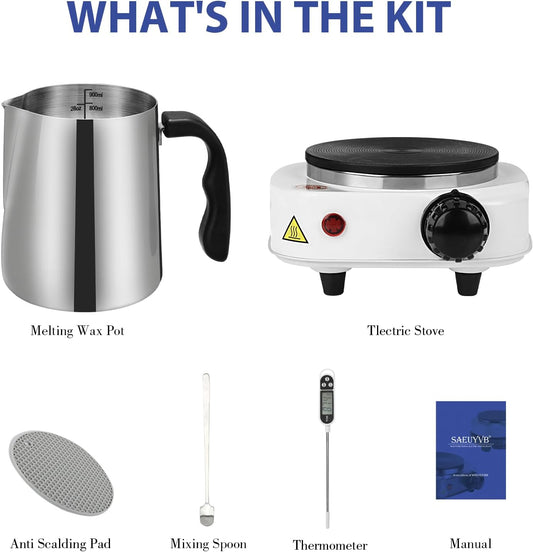 SAEUYVB Candle Making Kit,Candle Making Supplies,Candle Making Kit with Hot Plate,Candle Making Supplies for Beginners with Pouring Pot ，Thermometer and More（White） - Crafty Corner