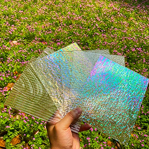 6 Sheets Large Clear Textured Stained Glass