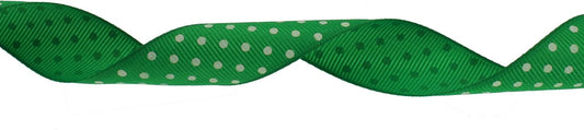 Polka Dot Grosgrain Ribbon 25 Yard Each Roll 100% Polyester (1", Green) - Crafty Corner