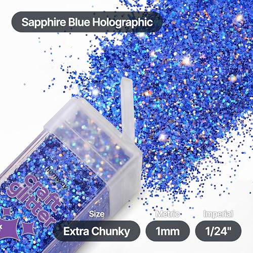 Craft Glitter Shaker Sapphire Blue Holographic 130g Extra Chunky (3.8 Ounce)