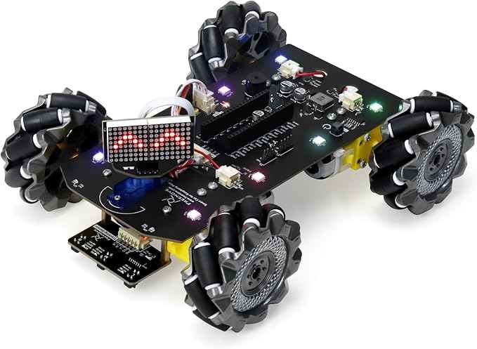 Freenove Mecanum Wheel Car Kit for Raspberry Pi Pico (Not Included) (Compatible with Arduino IDE), Dot Matrix Expressions, Obstacle Avoidance, Line Tracking, Light Tracing, Colorful Light, App
