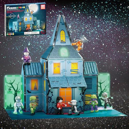 57 PCS Magnetic Tiles Halloween Haunted House STEM Set Ages 3+