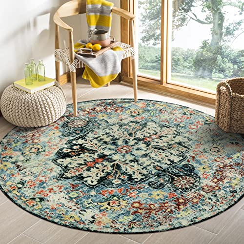 Bohemian Floral Medallion Round Rug