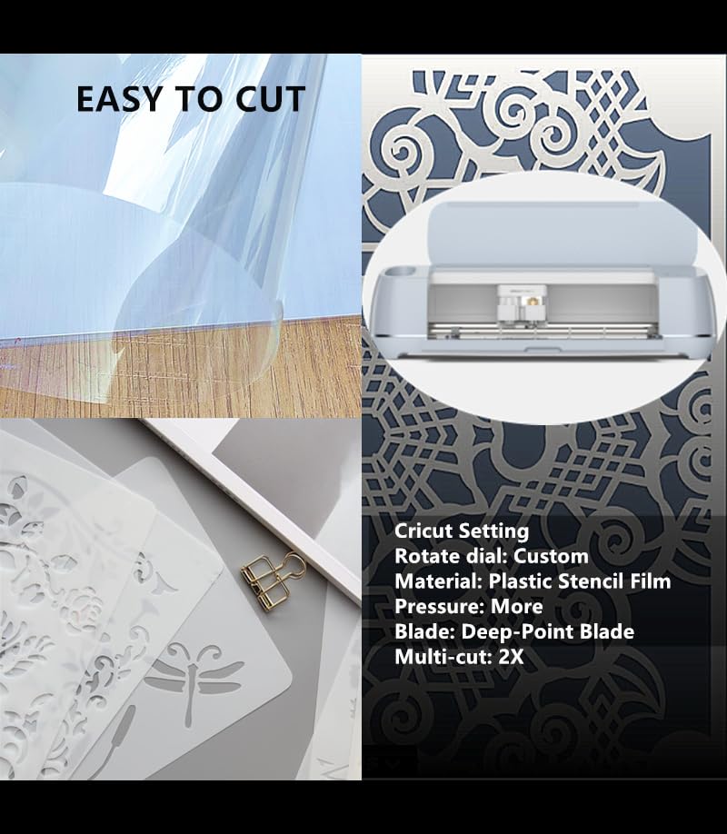 Clear Blank Stencil Sheet for Cuting. 8 Pack 12" x 24" 7.5mil (8 Count)