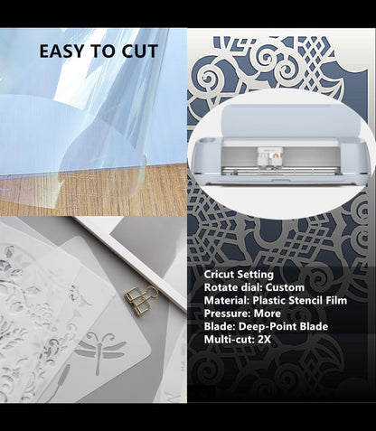 Clear Blank Stencil Sheet for Cuting. 8 Pack 12" x 24" 7.5mil (8 Count)
