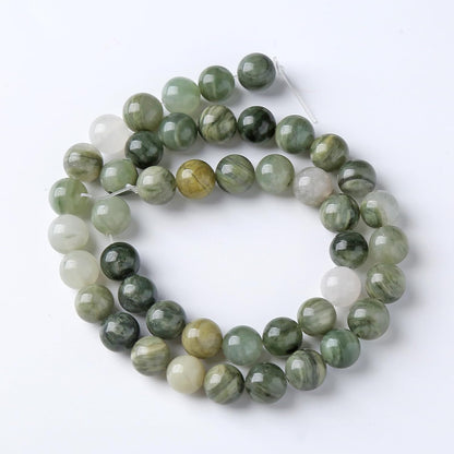 45pcs 8mm Natural Green Hair Quartz Stone Beads for Jewelry Making DIY Bracelet Necklace Accessories 15" Energy Healing Power Round Stone Beads(8mm, Green Hair Quartz)