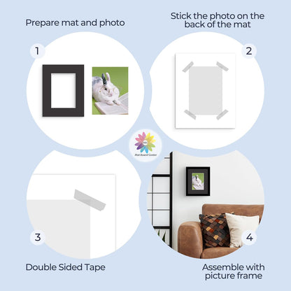 Mat Board Center, Pack of 50, 8x10 for 5x7 Black Mats - Acid Free, 4-ply Thickness, White Core - for Pictures, Photos, Framing