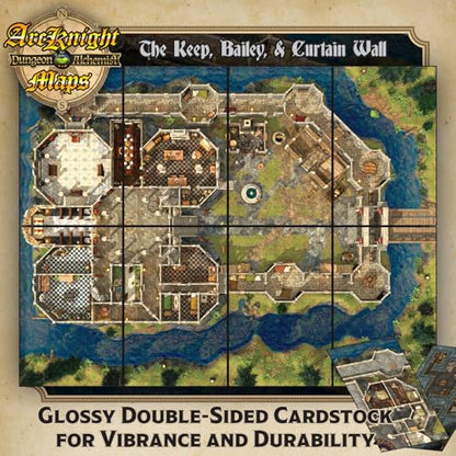 The Noble's Keep Roleplaying D&D Battle Map; 16 Modular RPG Maps in 8 Double