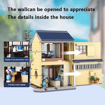 CaDA Japanese Style Tea House Building Block, Master C66010W Japan Street Shop Brick Set with Lights, 1200PCS Modular House Idea Gift for Boys Adults