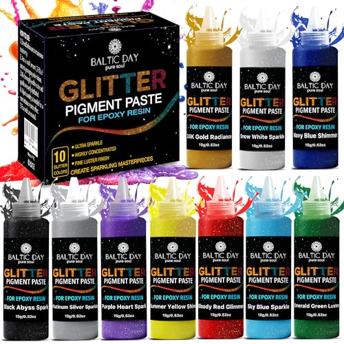10 Color Pigment Paste for Epoxy Resin Set [ Glitter Series ]