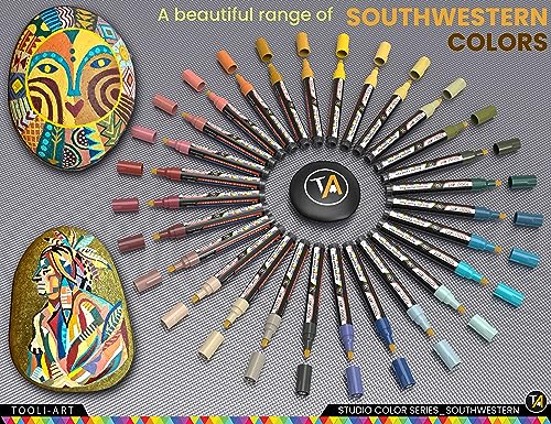 28 Southwestern Colors Acrylic Paint Pens Studio Color Series Markers Set 3mm Medium Tip (28 Count)
