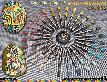 28 Southwestern Colors Acrylic Paint Pens Studio Color Series Markers Set 3mm Medium Tip (28 Count)