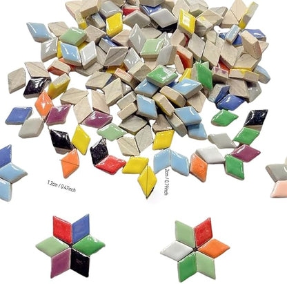 PINUO&KE 0.99 lb Mosaic Tiles for Crafts Bulk, Mosaic Ceramics Pieces for Garden Crafts Kits DIY Mosaic Art Decor