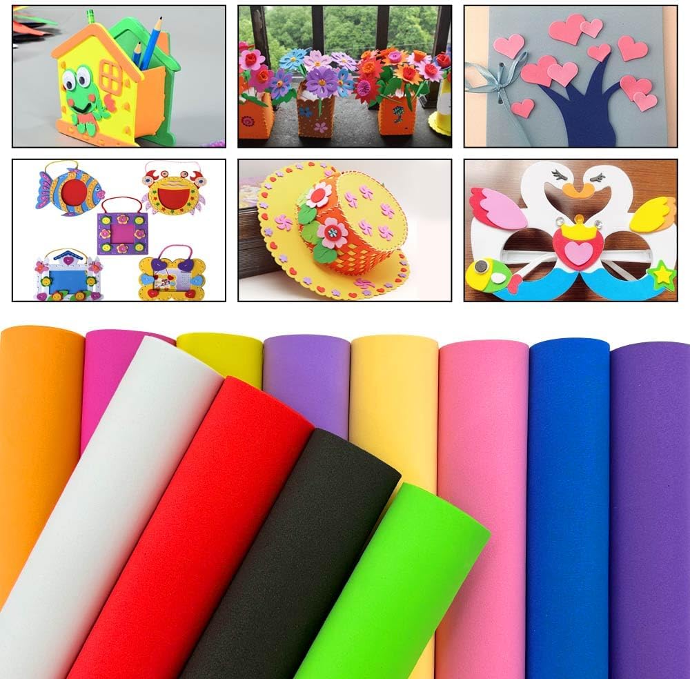 60 Pack EVA Foam Sheets, 12 x 8 Inch, 1mm Thick, Assorted 15 Colors Crafting Sponge Foam Paper for School Scrapbooking and DIY Craft Projects - Crafty Corner